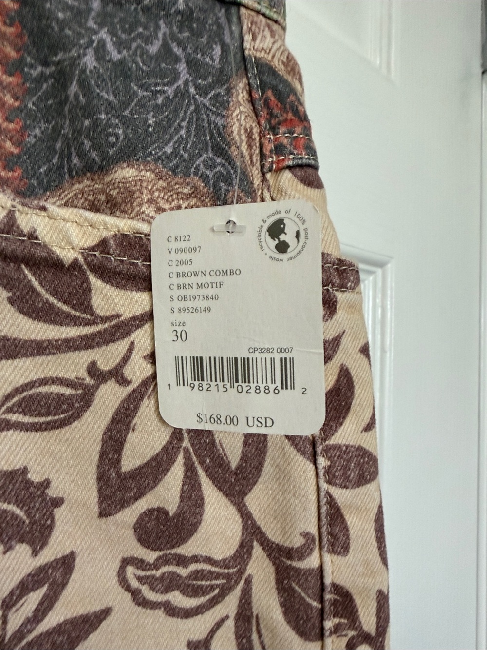 Free People We the Free Moxie Low Slung Pull on Barrel Brown Motif Sz 30 NWT - Picture 4 of 9